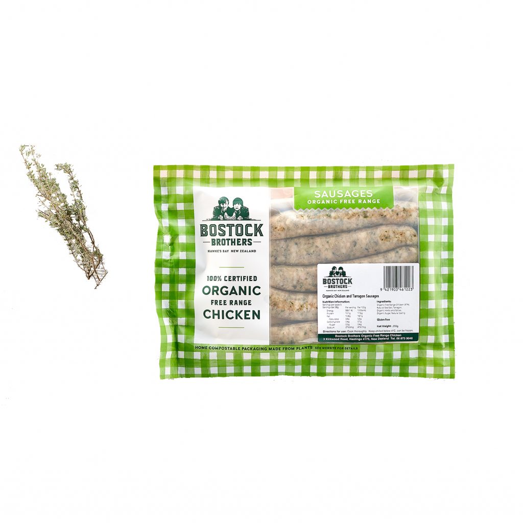 Bostocks Organic Chicken and Tarragon Sausages Gourmet Direct